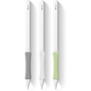 2 Pack iPencil Grips Silicone Sleeve Holder Compatible with Apple Pencil (USB-C)&Apple Pencil (2nd Generation),iPad Pro 11 12.9 inch,Ergonomic Protective Skin Cover,White,Pink