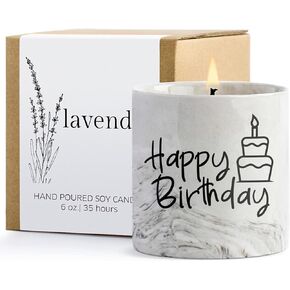 Happy Birthday Candle Gifts,6oz Lavender Scented Soy Wax Candle, Birthday Gifts for Women,Funny Candle Decor Ideas Unique Birthday Gift for Best Friend Girlfriend Teacher Boss Sister Bestie