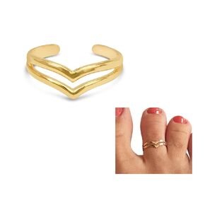 14K Yellow Gold Plated over 925 Sterling Silver Chevron V Double Band Toe Ring/Knuckle Ring - Small, Adjustable, Dainty Handmade by MiYa Jewelry creations
