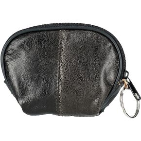 CTM® Leather Compact Zipper Coin Pouch Wallet