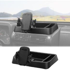 حامل هاتف Hoolcar حامل راديو متعدد الوظائف للهاتف الخلوي ووكي توكي لملحقات 1997-2006 Jeep Wrangler TJ، أسود