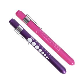 Aokin Pen Light with Pupil Gauge, Reusable LED Penlight Medical for Doctor Nurse Diagnostic etc, White Light, 2 Pcs Rose