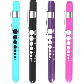 4 عبوات من مصابيح القلم، مصابيح LED قابلة لإعادة الاستخدام مع مقياس للتلميذ ومسطرة، شعلة بيضاء للممرضات والأطباء والطلاب (أخضر مخضر + وردي شاحب + ذهبي وردي + فضي) in Kuwait