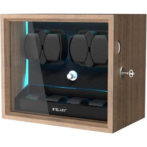 XTELARY Watch Winder for 4/6/8/12 Automatic Watches, Lockable Automatic Winders with Extra 4 Watch Storages, 4 Rotation Modes, Flexible Watch Pillows, Quiet Mabuchi Motor, and Backlight,Watch Winding