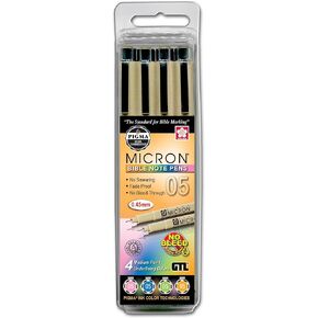 G.T. Luscombe Company, Inc. Pigma Micron 01 Fine Point Bible Note Pen Kit | No Bleed Pigmented Ink | Bible Safe | No Smearing or Fading | Black, Blue, Green, Red (Set of 4) | New Packaging |