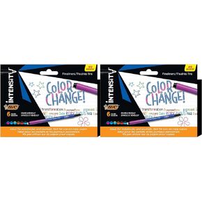 BIC Intensity 12-Pack Color Change 0.4mm Fine Tip Felt Pen with a Unique Color-Changing Technology for Crative Writing