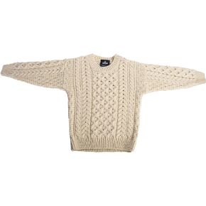 Childs Irish Merino Wool Crew Cut Sweater (X-Small, Natural)