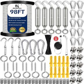 1/8" Wire Rope,Turnbuckles for Cables Wire, 304 Stainless Steel Cable,M5 Turnbuckle Kit,Wire Cable Turnbuckle Tensioner…