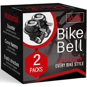 Bike Bell, 2 Pack Classic Bicycle Bell Loud Crisp Clear Sound Bicycle Bike Bell, City Bike, BMX Bike, Sports Bike Bell for Adults Kids, Right Hand/Left Hand Use (Black)