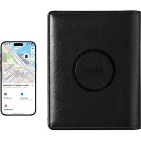 Passport Holder Men, Passport Cover Wallet with Full Find My Functionality, Travel Wallet, Travel Accessories Must Haves Anti-Lost, RFID Blocking, 6 Cards Slots, Black