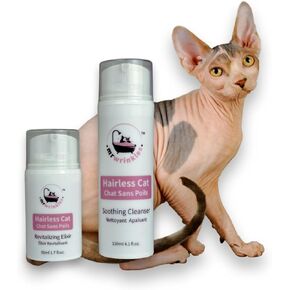 Sphynx Cat Skin Care Kit, 100% Natural, Exclusively for Hairless Cats, Better Than Shampoo!