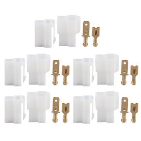 Qiilu T-Type Male & Female Connectors, T-Type 2 Pin Power Plug Car Radio Cable Connectors Set Fit for Kenwood