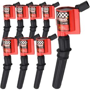 High Performance Ignition Coil 8 Pack For Ford F-150 F-250 F-350 4.6L 5.4L V8 CROWN VICTORIA EXPEDITION MUSTANG LINCOLN MERCURY Upgrade Compatible with DG508 DG457 DG472 DG491 (RED)