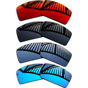 4 Pairs Replacement Lenses for Oakley Gascan OO9014 Sunglasses - Solid Black+Titanium+Ice Blue+Fire Red