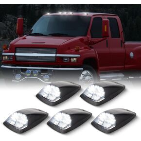 Gempro LED Cab Roof Marker Lights Top Clearance Running Lights for 1988-2002 Chevy/GMC C/K 1500 2500 3500 5500 Pickup Trucks Cab Marker Lamps, 5PCS (Smoked Len Amber LED)