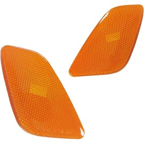 Left+Right Front Fender Side Marker Lights Lamps Assembly Compatible with 1997-2006 Jeep Wrangler TJ Marker Turn Signal Parking Lights Lamps Housing 55155629AC 55155628AC(Amber Lens)