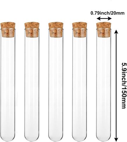 Science 12Pcs 20x150mm Glass Test Tubes with Cork Stoppers|1 Rack of Acrylic Material in Saudi Arabia