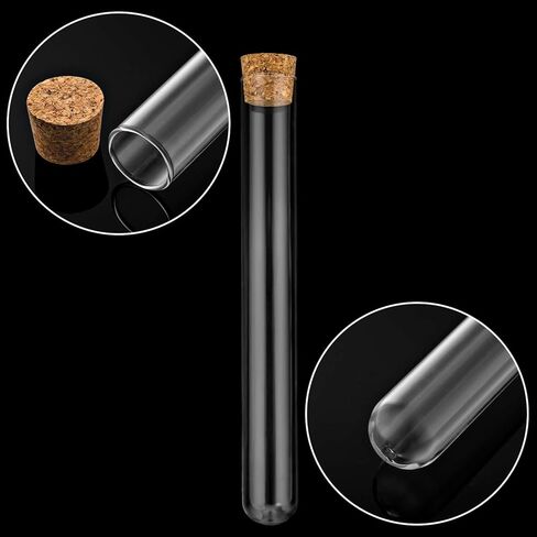 Science 12Pcs 20x150mm Glass Test Tubes with Cork Stoppers|1 Rack of Acrylic Material in Saudi Arabia