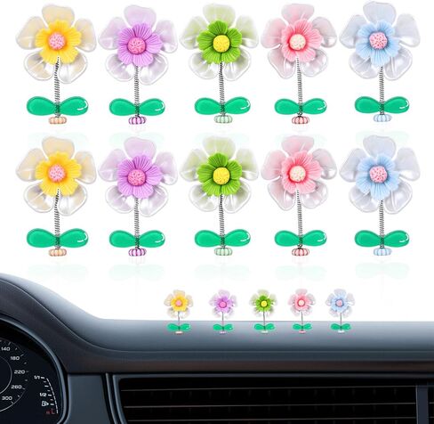 NOLITOY 10 Pcs Product Bouquet Plant bobbleheads Dolls Dash Board Shake Your Head Miniature Flowerpot Small Flower car Decoration Car Dashboard Decorations Accessories Swing in Saudi Arabia