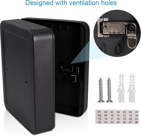 صندوق مفاتيح معدني آمن لخزانة المفاتيح من الفولاذ مع منظم مفاتيح مثبت على الحائط مع خطافات ومعرفات ملصقات المفاتيح في 10 ألوان متنوعة (أبيض، 48 قطعة) in Kuwait