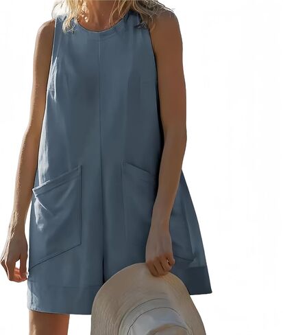 Women's Overalls Casual Summer Fashion Rompers Loose Short Bib Jumpsuits with Pockets in Saudi Arabia