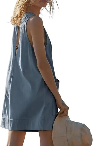 Women's Overalls Casual Summer Fashion Rompers Loose Short Bib Jumpsuits with Pockets in Saudi Arabia
