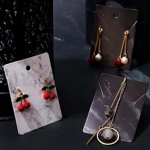 800 Pieces Earring Necklace Card Jewelry Display Earring Holder Cards Set, 200 Pieces Marble Display Card, 200 Pieces Self-Seal Bags, 400 Pieces Earring Backs for Jewelry Display (Purple, Pink) in Saudi Arabia