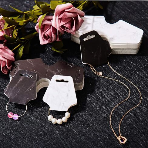 800 Pieces Earring Necklace Card Jewelry Display Earring Holder Cards Set, 200 Pieces Marble Display Card, 200 Pieces Self-Seal Bags, 400 Pieces Earring Backs for Jewelry Display (Purple, Pink) in Saudi Arabia