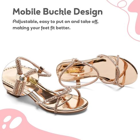 Girls Sandals Low Heels Girl Dress Shoes Open Toe Flower Girl Wedding Party for Toddler Little Big Kid in Kuwait