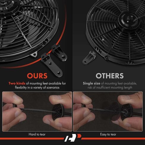 A-Premium 6.5'' 6.5 inch Slim Fan Pull Universal Electric Radiator Cooling Fan Assembly, 12V 80W with Mount Kit in Saudi Arabia