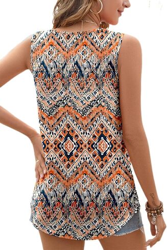 قمصان Ladlop صيفية برقبة مربعة للنساء ذات ثنيات وفضفاضة كاجوال بدون أكمام، قمصان انسيابية in Kuwait