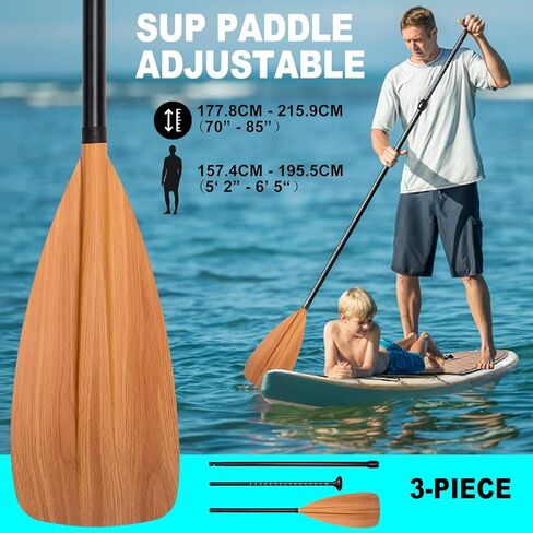 لوح تجديف قابل للنفخ مقاس 10'2×34×6 بوصة، لوح تجديف عريض ومضاد للانزلاق مع ملحقات متينة بما في ذلك المضخة، مجداف قابل للتعديل من 3 قطع، مقود سفلي للبالغين والشباب in Kuwait