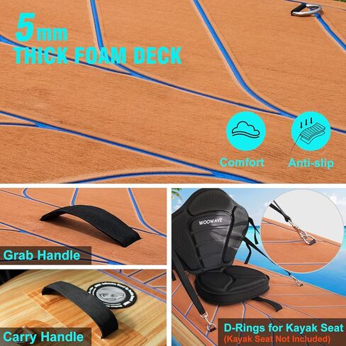 لوح تجديف قابل للنفخ مقاس 10'2×34×6 بوصة، لوح تجديف عريض ومضاد للانزلاق مع ملحقات متينة بما في ذلك المضخة، مجداف قابل للتعديل من 3 قطع، مقود سفلي للبالغين والشباب in Kuwait