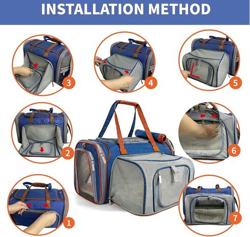Mr. Peanut's Expandable Airline Approved Soft Sided Pet Carrier, Low Profile Gold Series Tote, Premium Brand Self Locking Zippers, Plush Faux Fleece Bedding with a Sturdy Plywood Base (Deja Blue) in Saudi Arabia