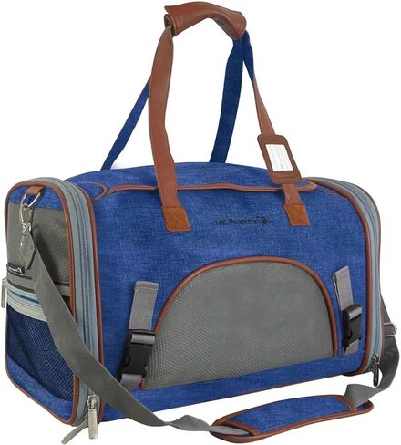 Mr. Peanut's Expandable Airline Approved Soft Sided Pet Carrier, Low Profile Gold Series Tote, Premium Brand Self Locking Zippers, Plush Faux Fleece Bedding with a Sturdy Plywood Base (Deja Blue) in Saudi Arabia