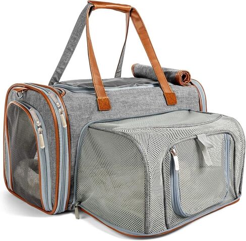 Mr. Peanut's Expandable Airline Approved Soft Sided Pet Carrier, Low Profile Gold Series Tote, Premium Brand Self Locking Zippers, Plush Faux Fleece Bedding with a Sturdy Plywood Base (Deja Blue) in Saudi Arabia