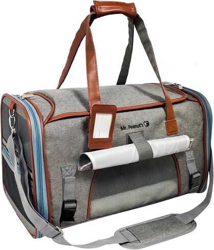 Mr. Peanut's Expandable Airline Approved Soft Sided Pet Carrier, Low Profile Gold Series Tote, Premium Brand Self Locking Zippers, Plush Faux Fleece Bedding with a Sturdy Plywood Base (Deja Blue) in Saudi Arabia