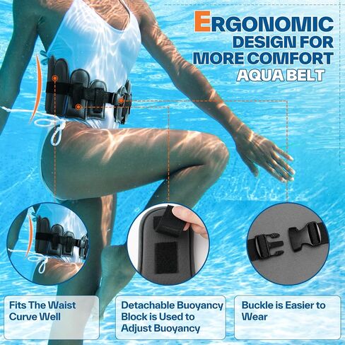 Aqua Belt Water Aerobics Equipment: Sportneer Aqua Float Belts Swimming Pool Exercise Set with Adjustable Buoyancy Blocks Jogger Floatation Belt for Adults Youth Aquatic Fitness Training in Saudi Arabia