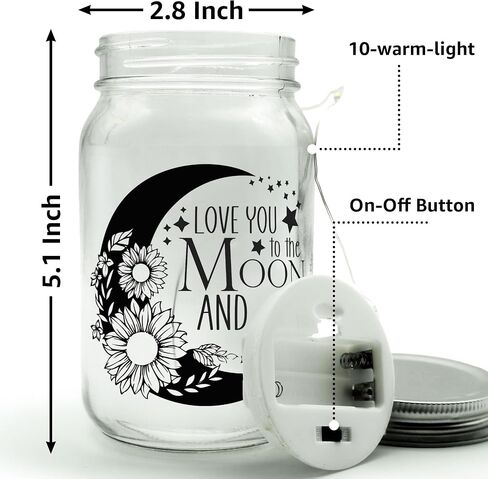 Mason Jar Lights Decor - Valentines Day Gifts for Her, Wife, Girlfriend, Couple & Birthday Gifts for Women, Girl, Kids, Mom, Daughter, Bestie, Friends, Soul Sister - 10 LEDs Home Decorations in Saudi Arabia