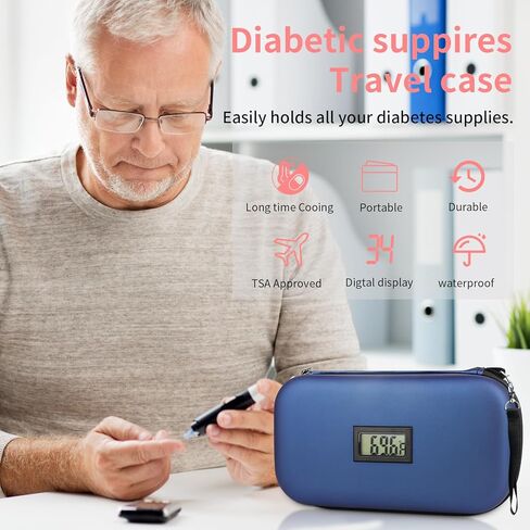 Insulin Cooler Travel Case with 2 Ice Pack, TSA Approved 24h Portable Insulated Refrigerated Diabetics Medicine Carrying Bag with Thermometer Temperature Display Medicine Organizer Bag in Kuwait