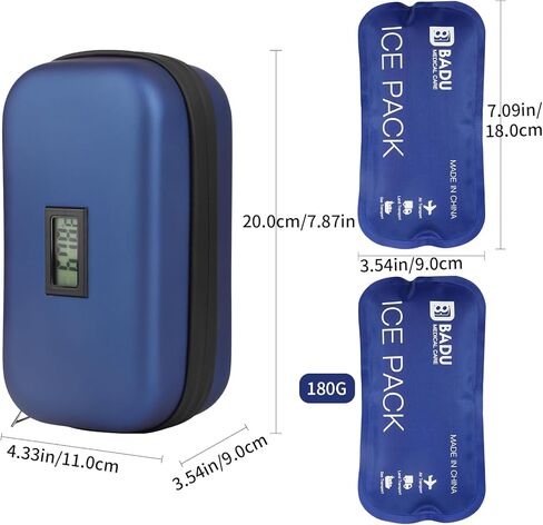 Insulin Cooler Travel Case with 2 Ice Pack, TSA Approved 24h Portable Insulated Refrigerated Diabetics Medicine Carrying Bag with Thermometer Temperature Display Medicine Organizer Bag in Kuwait