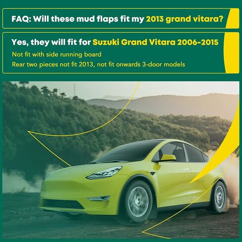 واقيات الطين من YHTAUTO تناسب أدوات سوزوكي جراند فيتارا 2006-2015 الرياضية (غير مناسبة مع لوحة الجري الجانبية)، ملحقات واقيات الطين للسيارات مع مجموعة أدوات، مجموعة 4 قطع أمامية وخلفية in Saudi Arabia