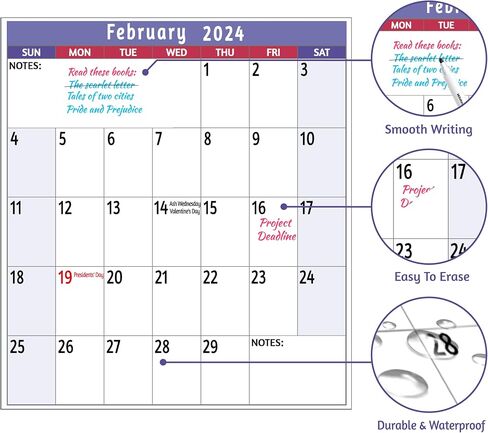 2024-2025 Dry Erase Calendar – Large Yearly Wall calendar, 38.2'' x 25.2'', 2-Side Reversible Calendar, Vertical/Horizontal, Jul.2024 – Jun.2025, Grey in Saudi Arabia