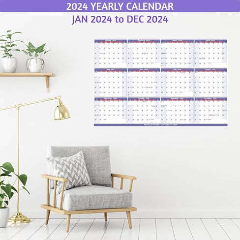 2024-2025 Dry Erase Calendar – Large Yearly Wall calendar, 38.2'' x 25.2'', 2-Side Reversible Calendar, Vertical/Horizontal, Jul.2024 – Jun.2025, Grey in Saudi Arabia