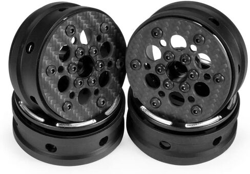 TRX4 1.9 Inch beadlock Wheels,4PCS Crawler Carbon Fiber Wheels Rims for 1/10 RC Crawler Cheater Rigs Capra SCX10 TRX4 TF2 Gmade R1 Element Enduro 1.9S DIY(black B) in Saudi Arabia