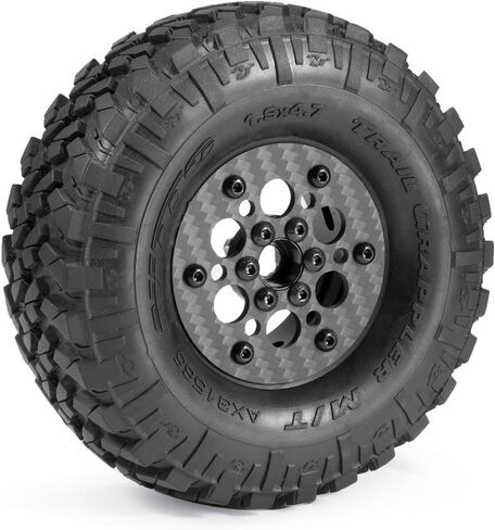 TRX4 1.9 Inch beadlock Wheels,4PCS Crawler Carbon Fiber Wheels Rims for 1/10 RC Crawler Cheater Rigs Capra SCX10 TRX4 TF2 Gmade R1 Element Enduro 1.9S DIY(black B) in Saudi Arabia