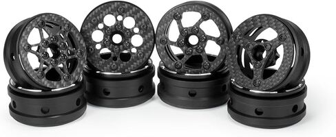 TRX4 1.9 Inch beadlock Wheels,4PCS Crawler Carbon Fiber Wheels Rims for 1/10 RC Crawler Cheater Rigs Capra SCX10 TRX4 TF2 Gmade R1 Element Enduro 1.9S DIY(black B) in Saudi Arabia
