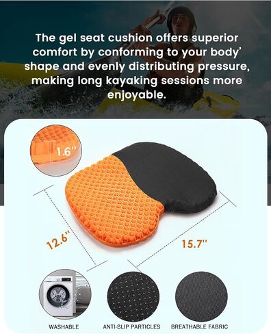 Anti Slip Kayak Gel Seat Cushion, Waterproof Large & Thick Kayak Seat Pad for it in Kayak Chair, Boat Canoe Rowing Stadium Pad Kayak Accessories for Fishing Kayak in Saudi Arabia