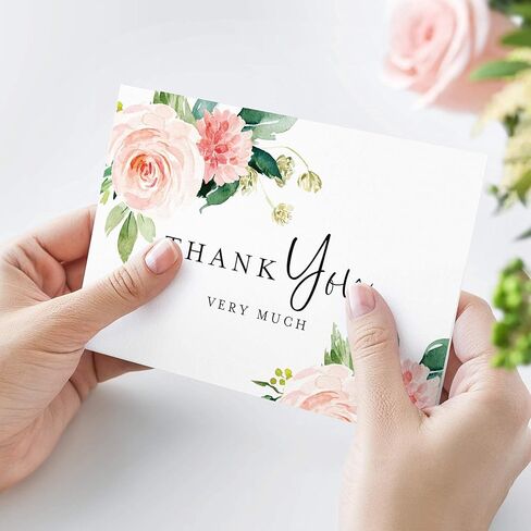 مجموعات Bliss الأزهار بطاقات الشكر، 25 حزمة، 4x6، نمط بوهو، وشملت المظاريف in Kuwait