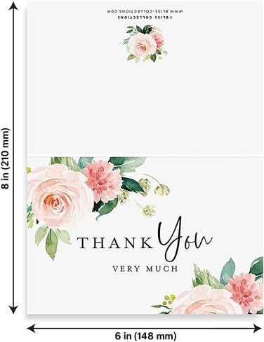 مجموعات Bliss الأزهار بطاقات الشكر، 25 حزمة، 4x6، نمط بوهو، وشملت المظاريف in Kuwait